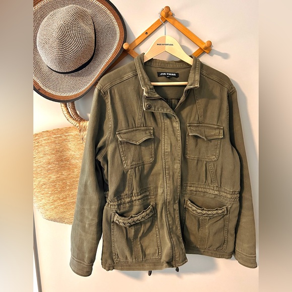 Joe Fresh Jackets & Blazers - Olive Utility Jacket Military Safari Style Cotton Stretch Cargo Pockets